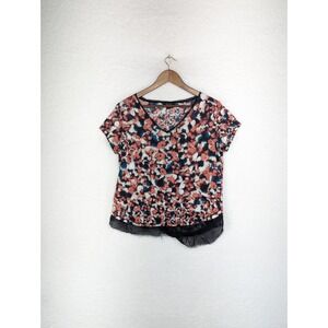 Simply Vera Multicolored Floral Print V Neck Petite Blouse PL‎